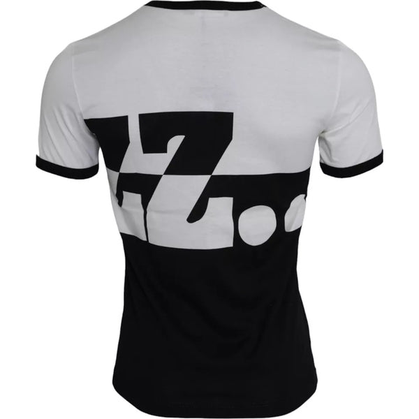 Black White Jazz Print Cotton Short Sleeves T-shirt