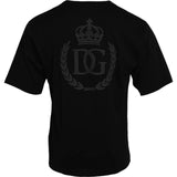 Black Logo Embossed Cotton Crew Neck T-shirt