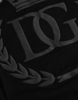 Black Logo Embossed Cotton Crew Neck T-shirt