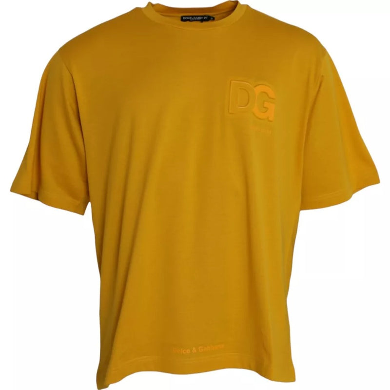 Dark Yellow Logo Cotton Round Neck T-shirt