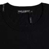 Black Logo Embossed Cotton Crew Neck T-shirt