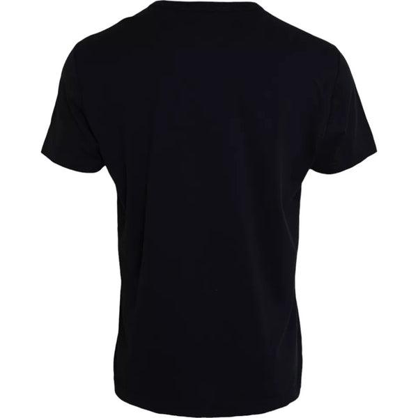 Black Cotton Logo Plaque Round Neck T-shirt