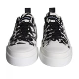 Black White Canvas Low Top Sneakers Men Shoes