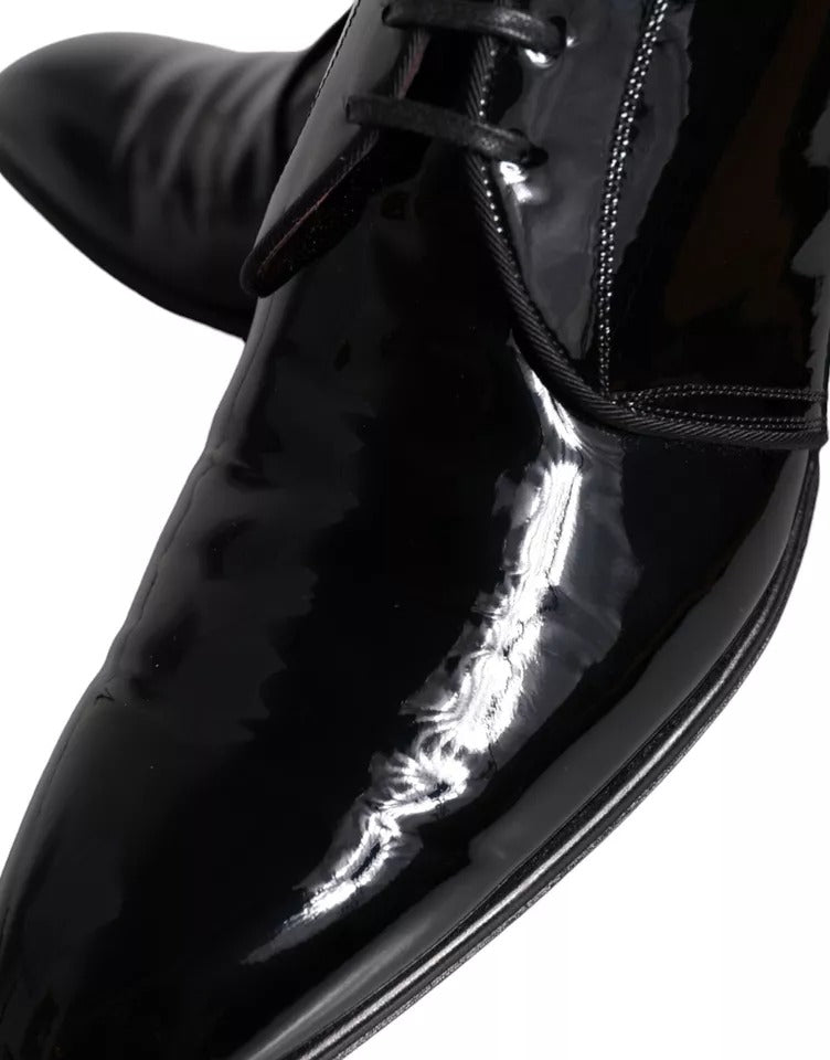 Black Patent Leather Derby Men Dress Shoes