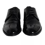 Black Calfskin Leather Derby Men Dress Shoes