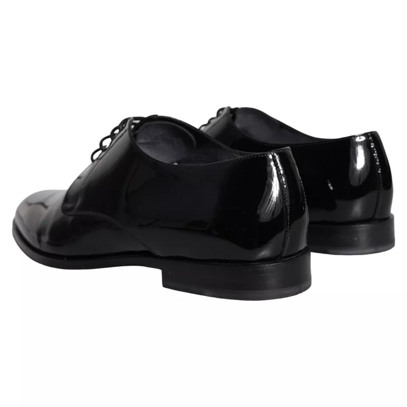 Black Calfskin Leather Derby Men Dress Shoes