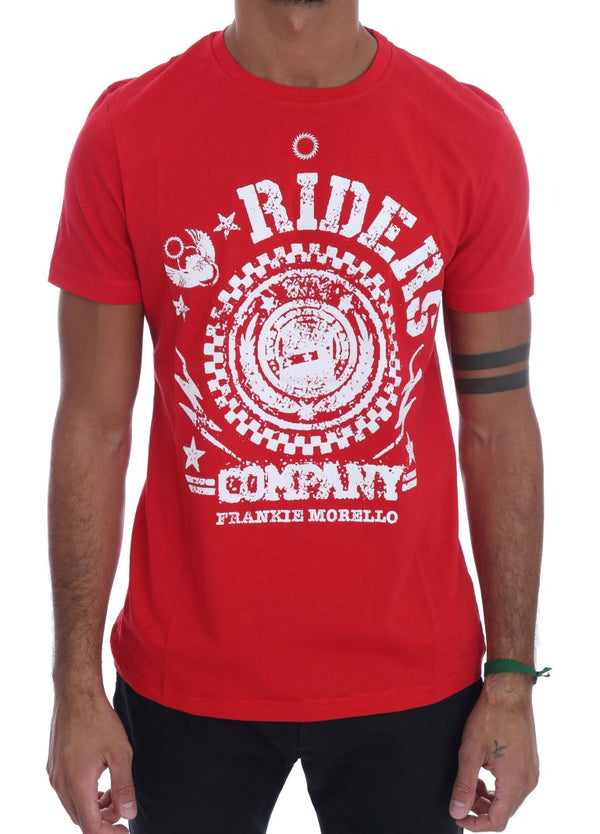 Chic Red 'Riders' Motive Crewneck Tee