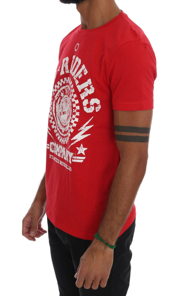 Chic Red 'Riders' Motiv Crewneck T -Shirt