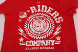 Chic Red 'Riders' Motiv Crewneck T -Shirt