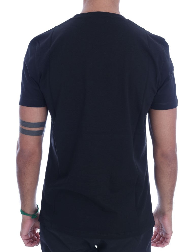 Chic Black Crewneck Tee με μοτίβο «Riders»