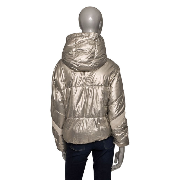 Silver Polyester Jackets & Coat