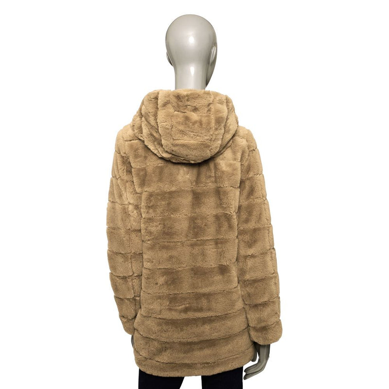 Beige Polyester Women Coat