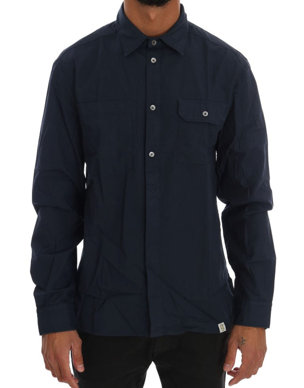 Eleganter blauer Cotton Casual Shirt