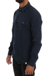 Chemise décontractée en coton bleu élégant