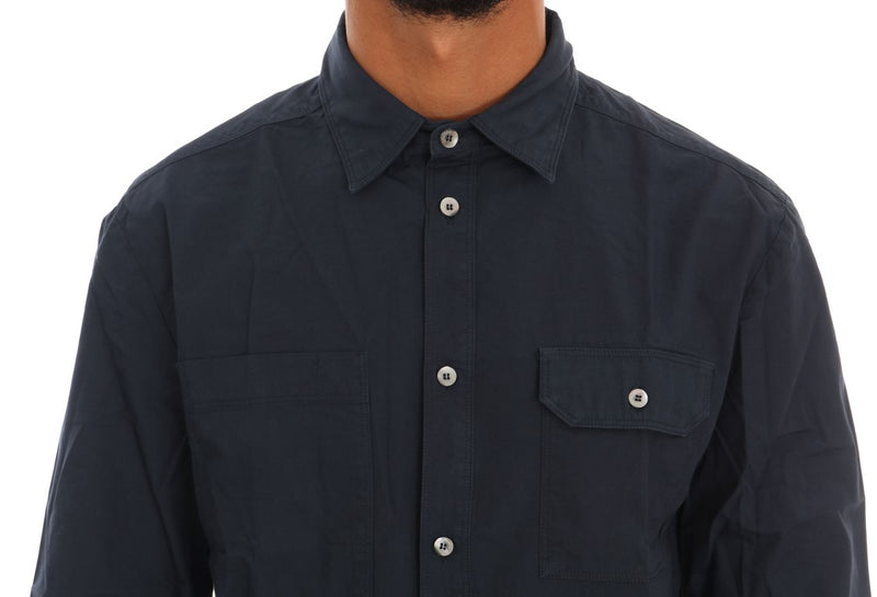 Eleganter blauer Cotton Casual Shirt