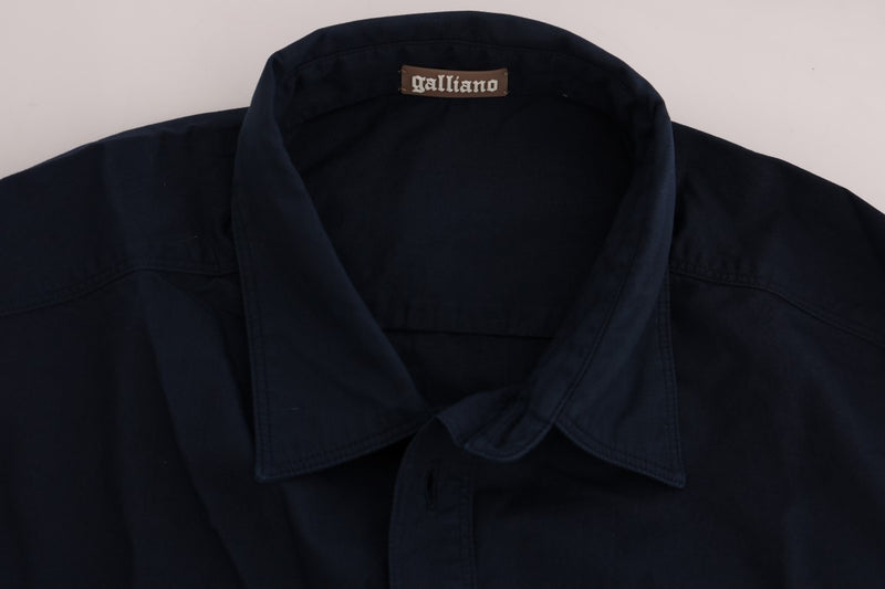 Elegante camisa casual de algodón azul