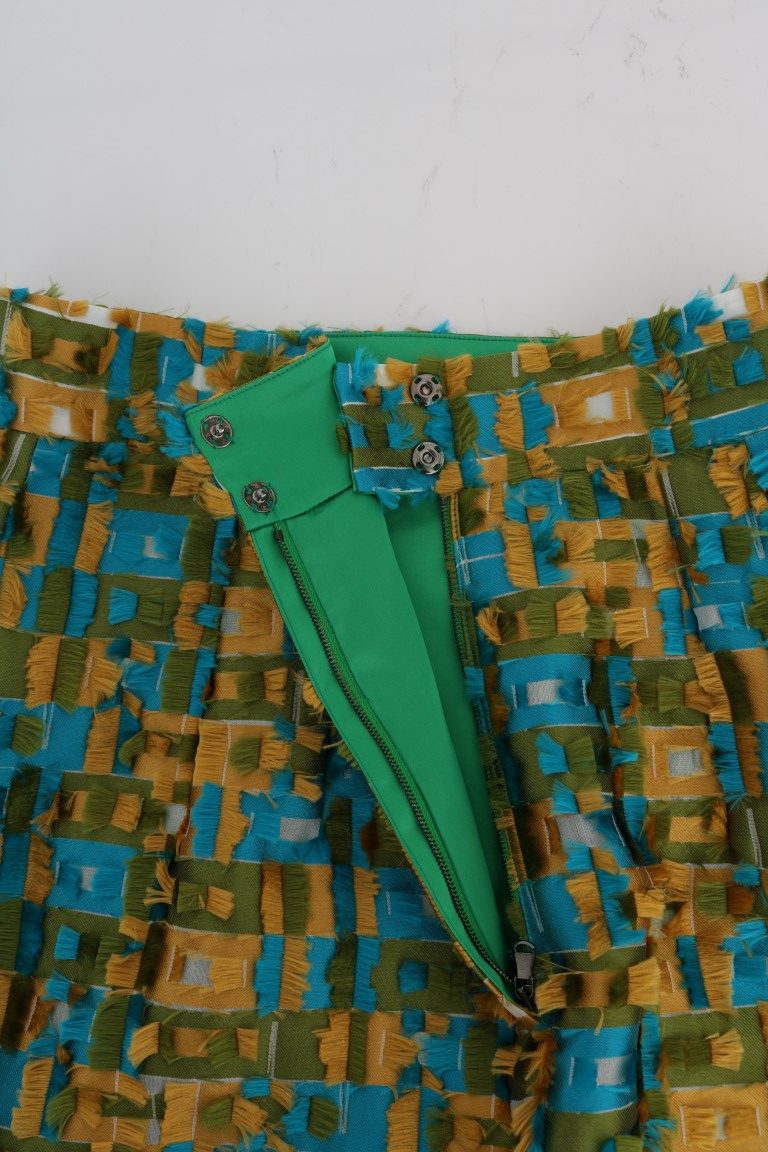 Élégant jupe de taille haute jacquard vert vert