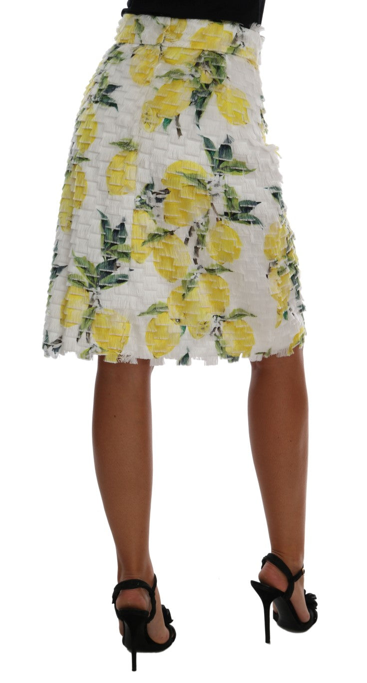 Lemon Print Fringe Pencil Skirt