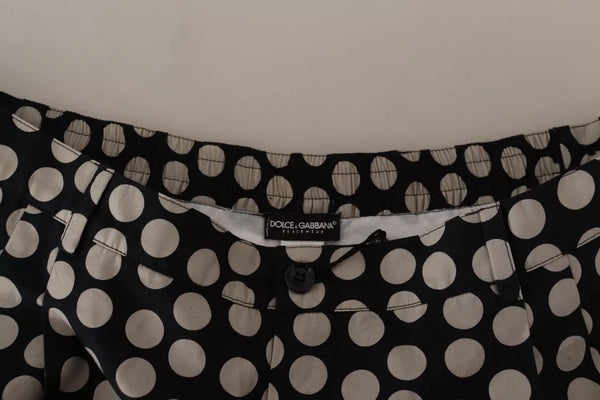 Black White Polka Dots Cotton Linen Shorts