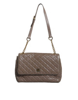 Brown Quilted Leather Shoulder Purse Satchel Bag