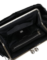 Black Fur Handbag Clutch Purse Pouch Bag