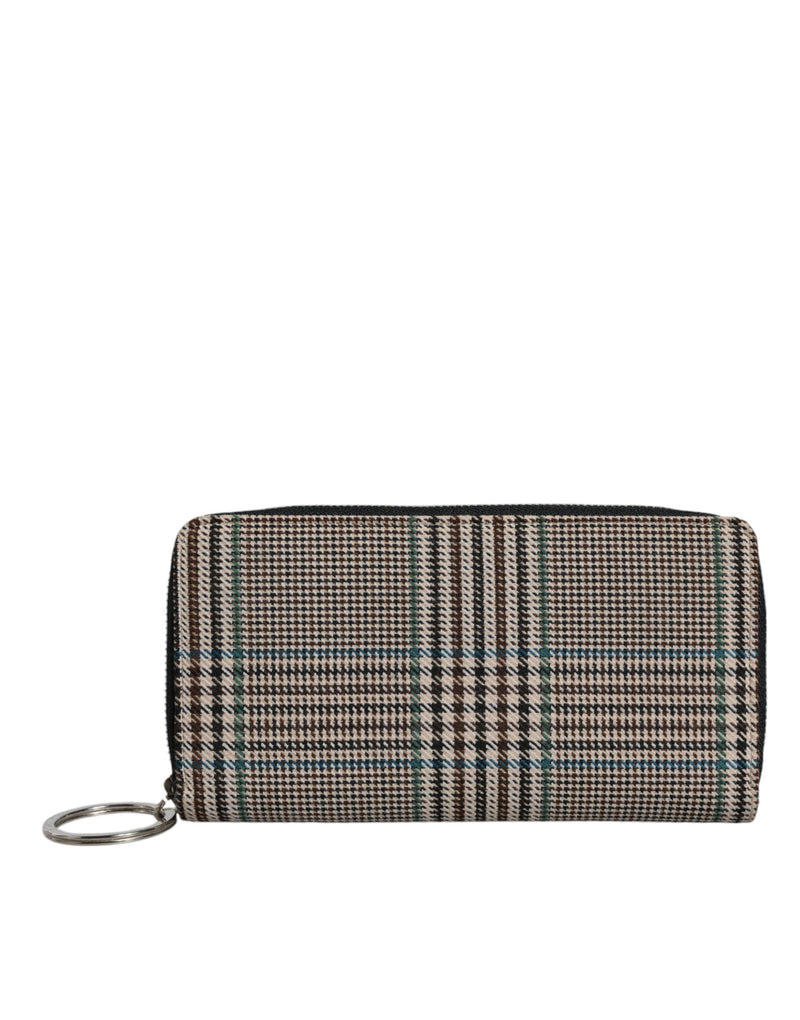 Multicolor Houndstooth Continental Zip Around Clutch Wallet