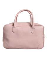 Pink Leather Logo Top Handle Duffel Handbag Women Bag