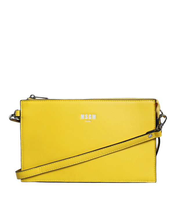 Yellow Leather Logo Crossbody Sling Shoulder Bag