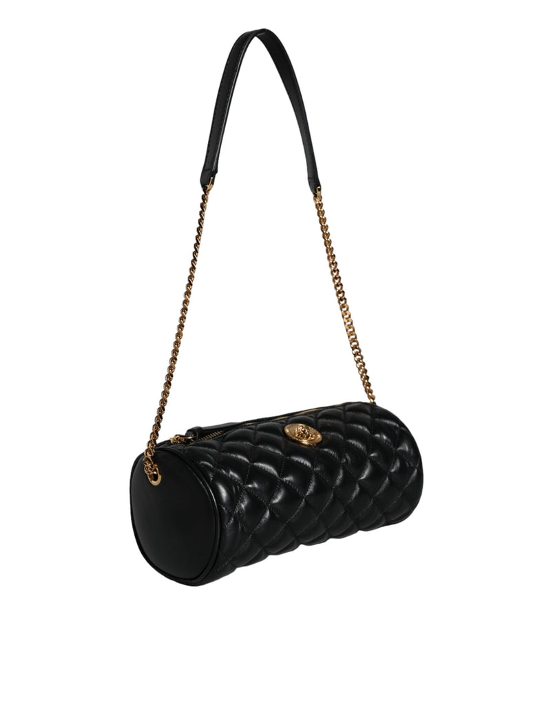 Black Mini Quilted Lambskin Leather Crossbody Sling Bag