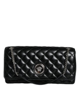 Black Quilted Lambskin Leather Crossbody Shoulder Bag