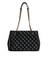 Black Quilted Nappa Leather Shoulder Chain Strap Bag