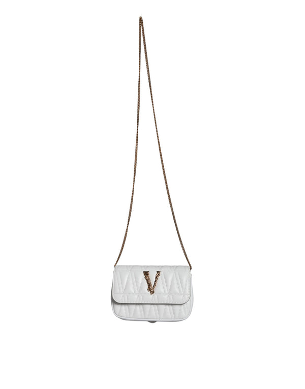 White Quilted Nappa Leather Crossbody Shoulder Bag