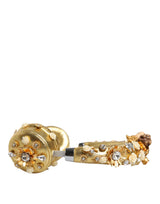 Gold Leather Floral Crystal Angel Headset Headphones