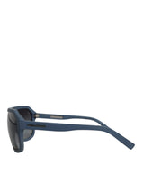 Blue Metal Frame Rubber Skin Polarized Mirror Lens Sunglasses