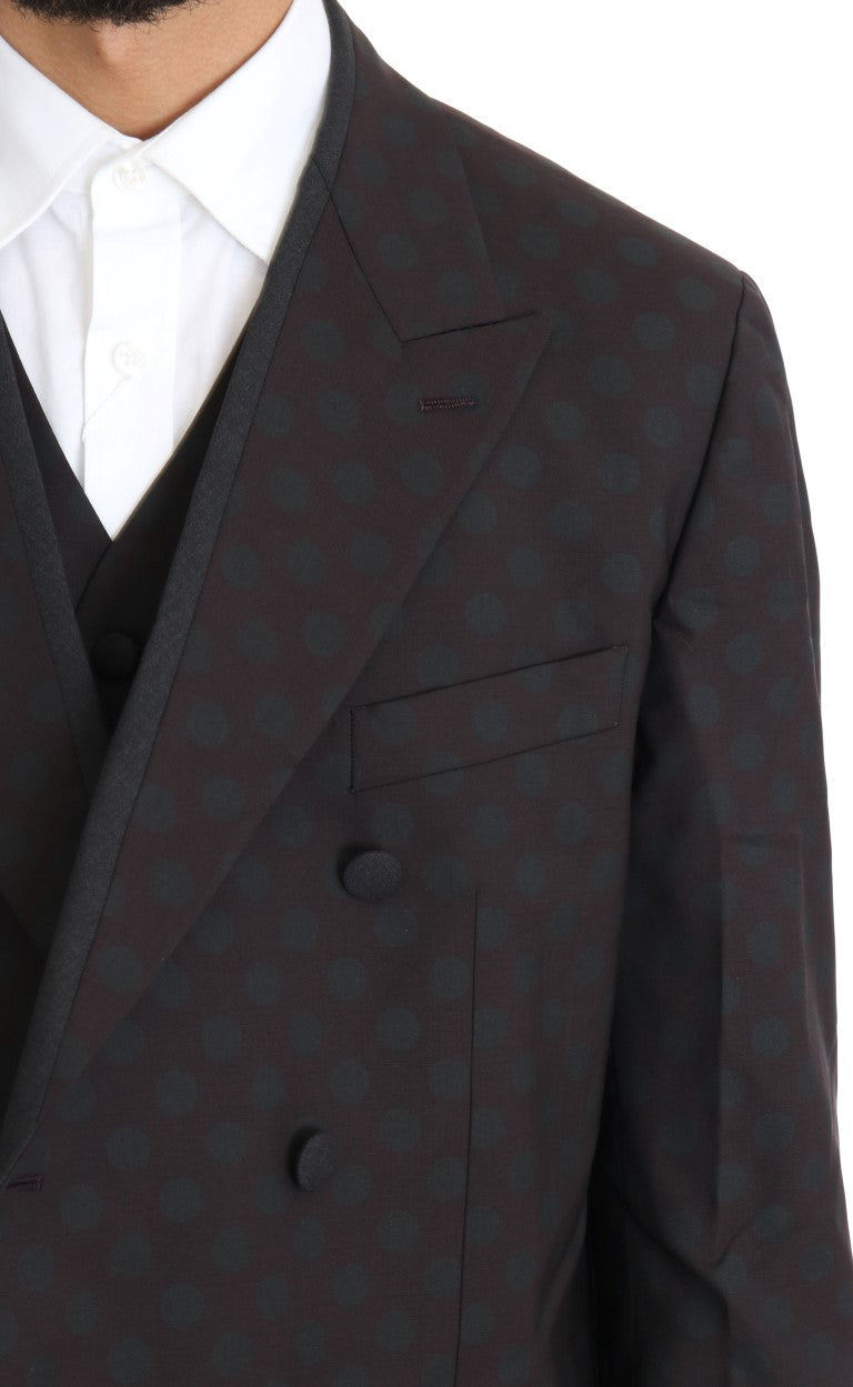 Eleganter Bordeaux Polka Dot Wollanzug