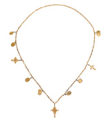 Gold Tone Brass Chain Religious Cross Pendant Necklace