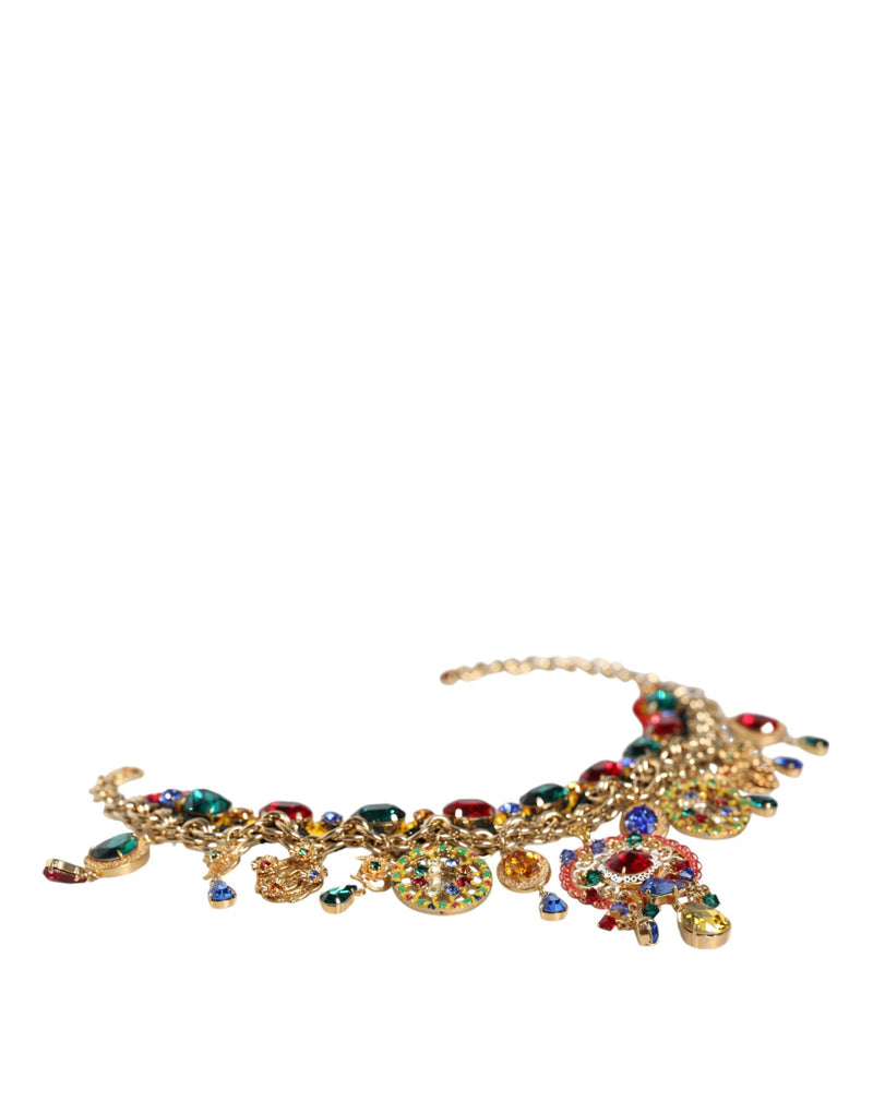 Gold Brass Chain Majolica Embellished Chocker Necklace