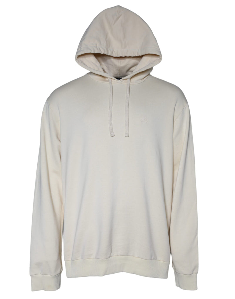 Off White Cotton Hooded Pullover Sweater