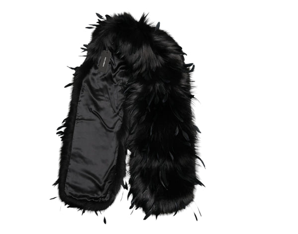 Black Fox Rooster Feathers Neck Warmer Scarf