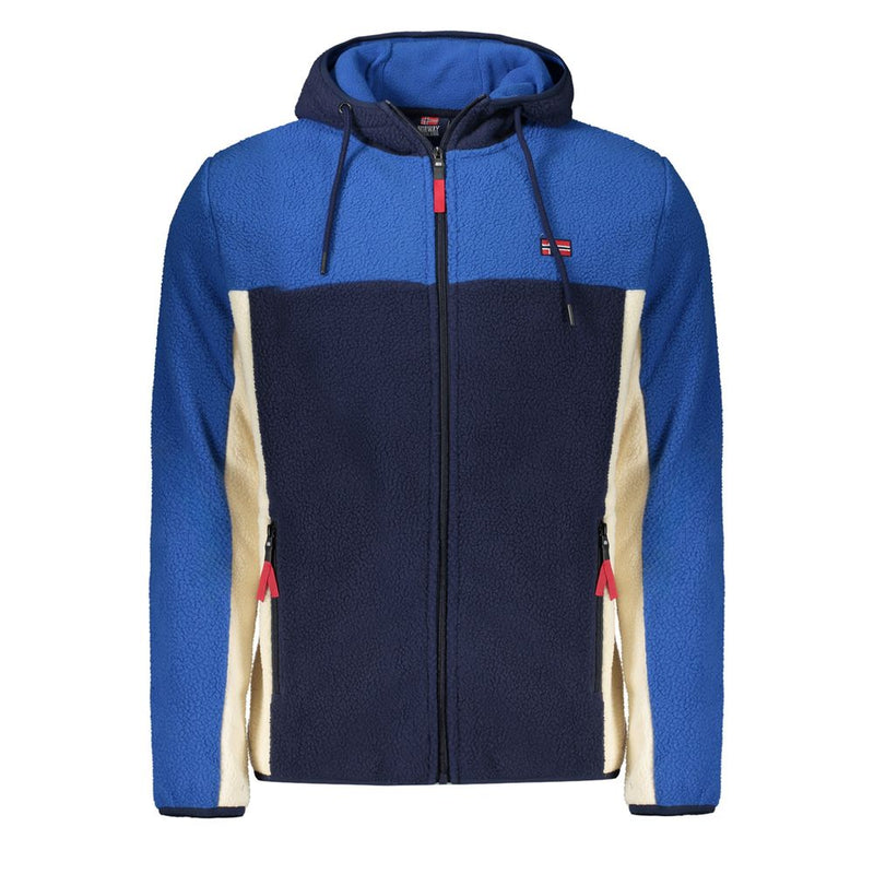 Blue Polyester Men Jacket