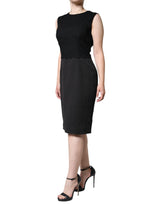 Black Cotton Sheath Knee Length Dress