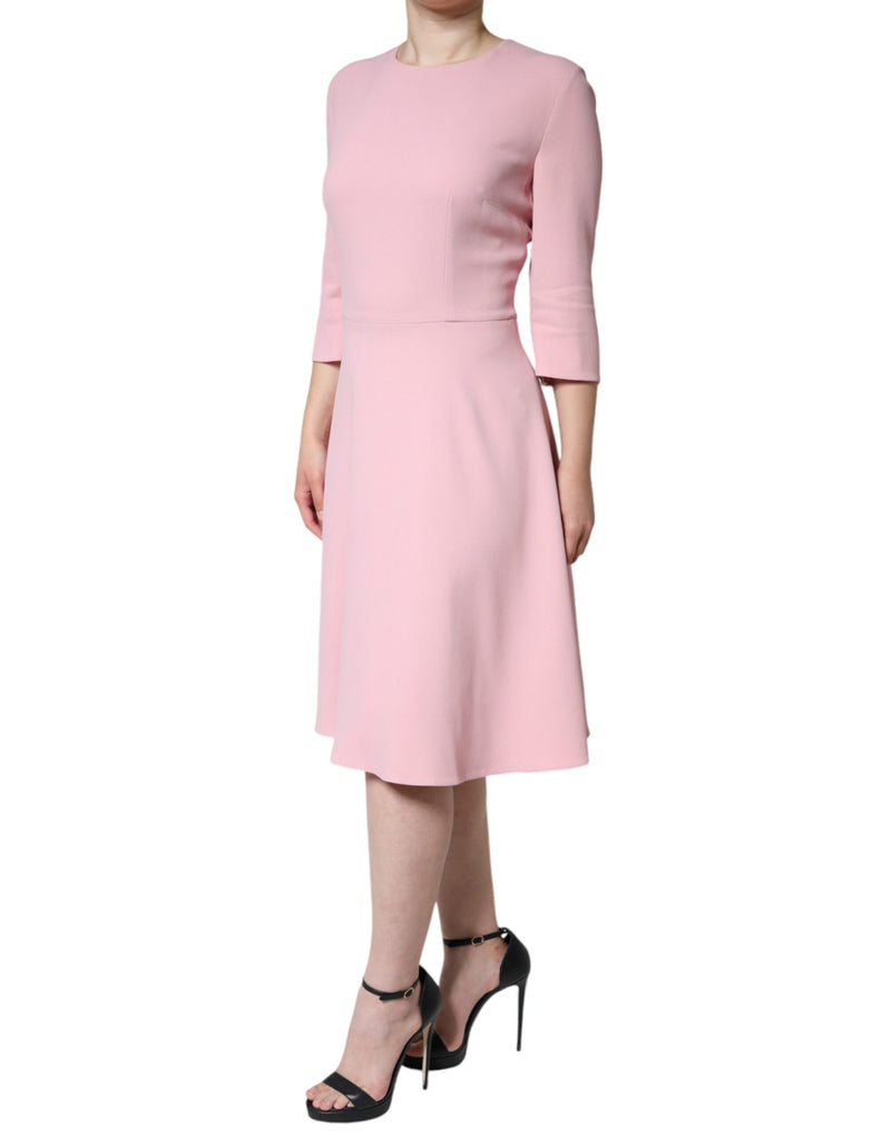 Pink A-line Viscose 3/4 Sleeves Dress