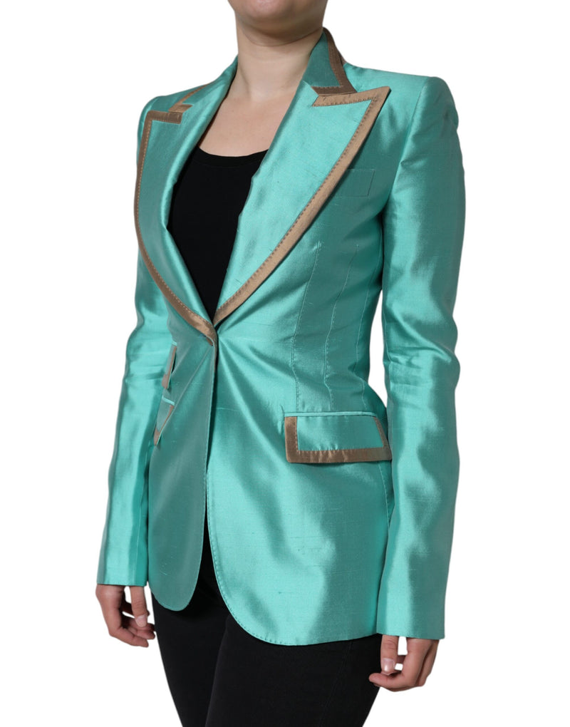 Metallic Green Single Breasted Blazer Jacket