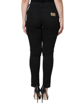 Black Cotton Mid Waist Skinny Denim Jeans