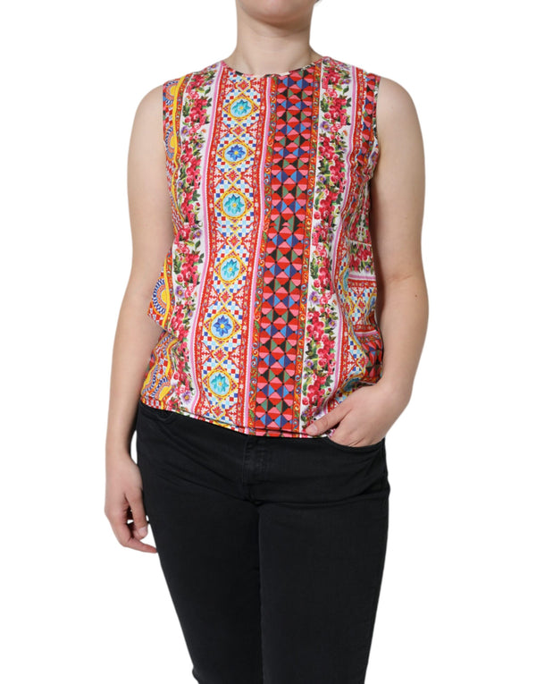 Multicolor Cotton Carretto Floral Tank Top