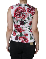 White Floral Lace Silk Sleeveless Tank Top