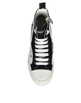 White Black Canvas Logo Mid Top Sneakers Shoes