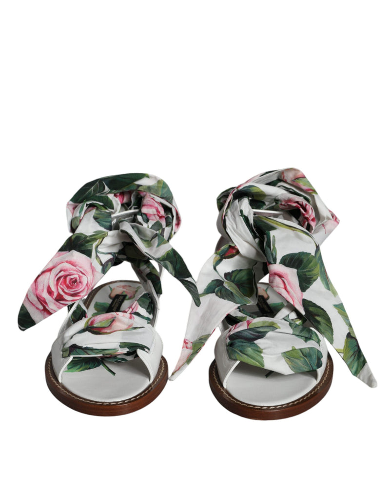 Multicolor Floral Print Ankle Wrap Sandals Shoes