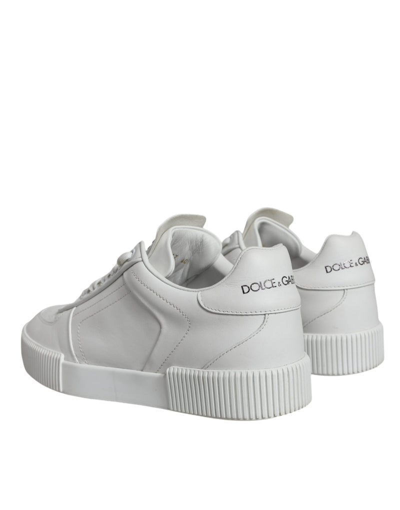 White Calfskin Leather Miami Low Top Sneakers Shoes