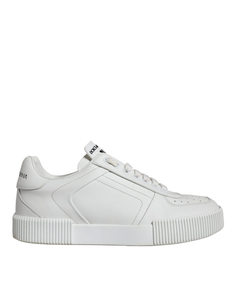 White Calfskin Leather Miami Low Top Sneakers Shoes